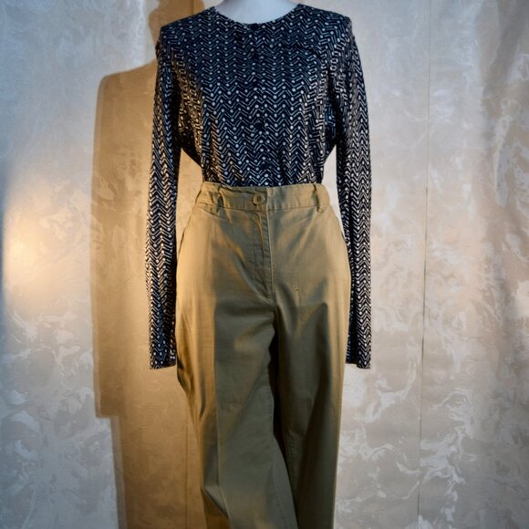 Talbots Size 18 Khaki Tan High Waisted Straight Leg Chino Trousers - Picture 11 of 11